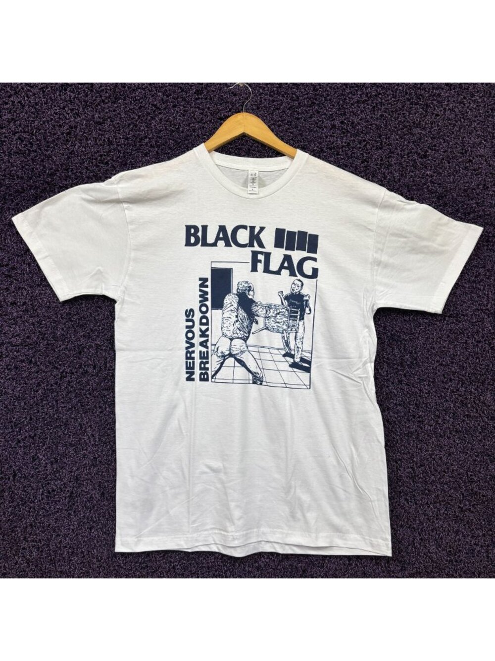 Black Flag Nervous Breakdown Punk Rock Band T-Shirt Size Large